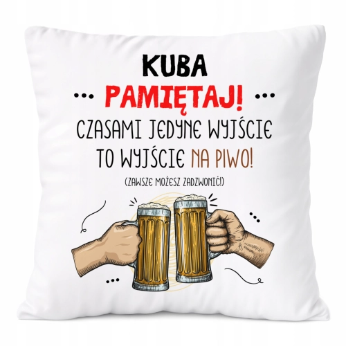 Poduszka Dla Kuby na Prezent z Nadrukiem ze Zdjęciem Biała PoliDraw