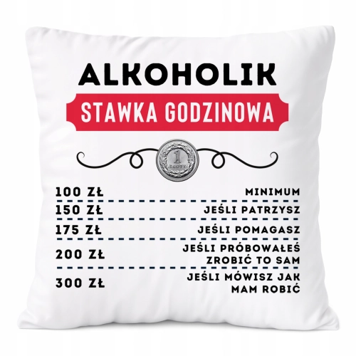 Poduszka Dla Alkoholika na Prezent z Nadrukiem ze Zdjęciem Biała PoliDraw