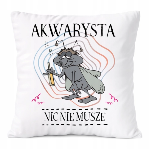 Poduszka Dla Akwarysty na Prezent z Nadrukiem ze Zdjęciem Biała PoliDraw