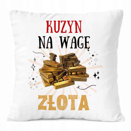 Poduszka Dla Kuzyna na Prezent z Nadrukiem ze Zdjęciem Biała PoliDraw