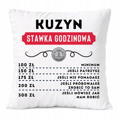 Poduszka Dla Kuzyna na Prezent z Nadrukiem ze Zdjęciem Biała PoliDraw