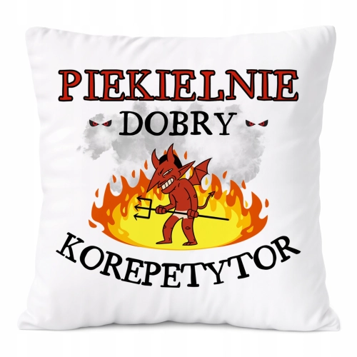 Poduszka Dla Korepetytora na Prezent z Nadrukiem ze Zdjęciem Biała PoliDraw