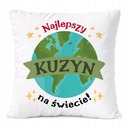 Poduszka Dla Kuzyna na Prezent z Nadrukiem ze Zdjęciem Biała PoliDraw