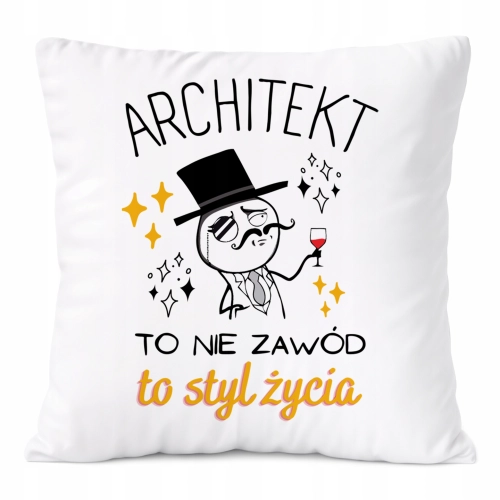 Poduszka Dla Architekta na Prezent z Nadrukiem ze Zdjęciem Biała PoliDraw