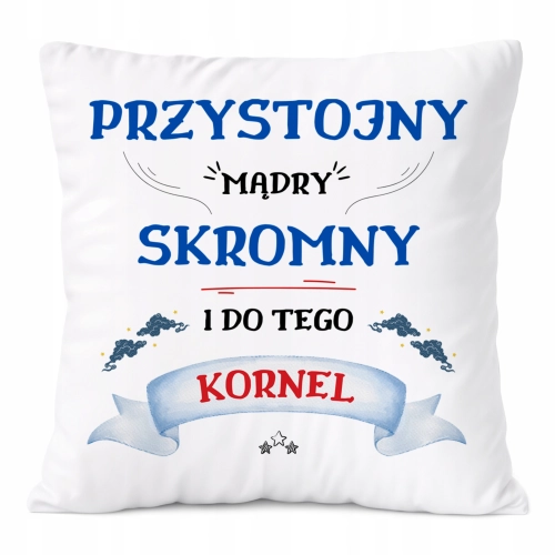 Poduszka Dla Kornela na Prezent z Nadrukiem ze Zdjęciem Biała PoliDraw