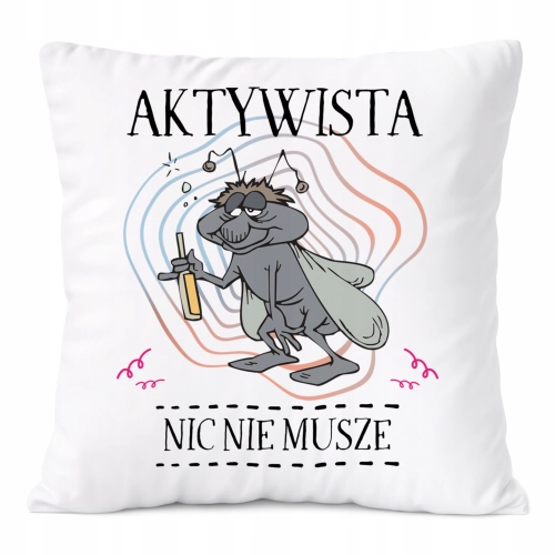 Poduszka Dla Aktywisty na Prezent z Nadrukiem ze Zdjęciem Biała PoliDraw