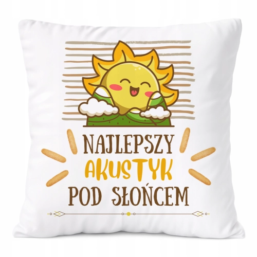 Poduszka Dla Akustyka na Prezent z Nadrukiem ze Zdjęciem Biała PoliDraw