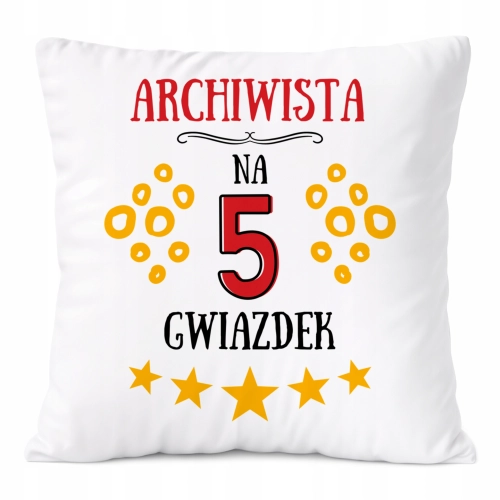 Poduszka Dla Archiwisty na Prezent z Nadrukiem ze Zdjęciem Biała PoliDraw