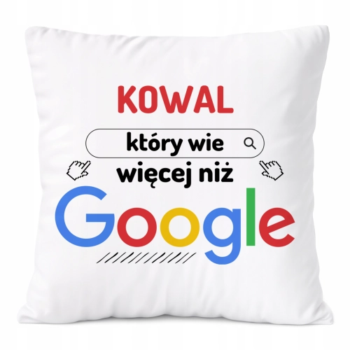 Poduszka Dla Kowala na Prezent z Nadrukiem ze Zdjęciem Biała PoliDraw