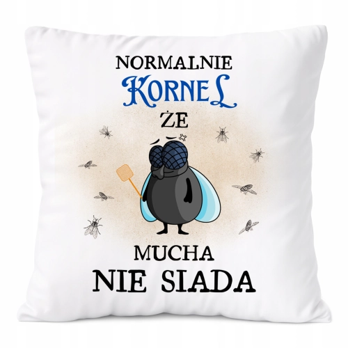 Poduszka Dla Kornela na Prezent z Nadrukiem ze Zdjęciem Biała PoliDraw