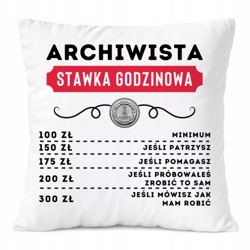 Poduszka Dla Archiwisty na Prezent z Nadrukiem ze Zdjęciem Biała PoliDraw