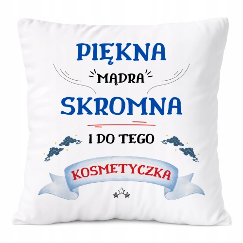 Poduszka Dla Kosmetyczki na Prezent z Nadrukiem ze Zdjęciem Biała PoliDraw