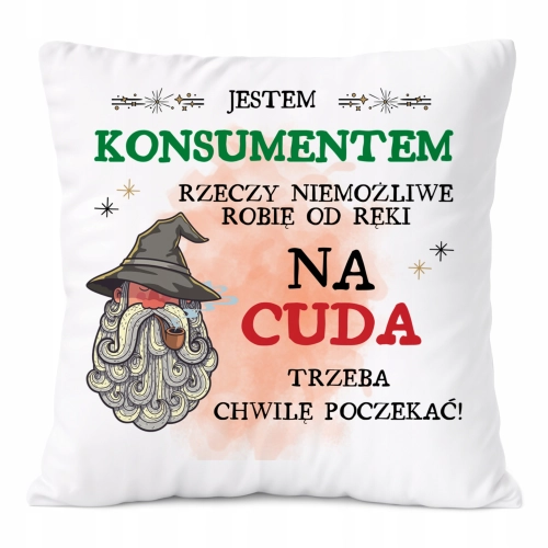 Poduszka Dla Konsumenta na Prezent z Nadrukiem ze Zdjęciem Biała PoliDraw