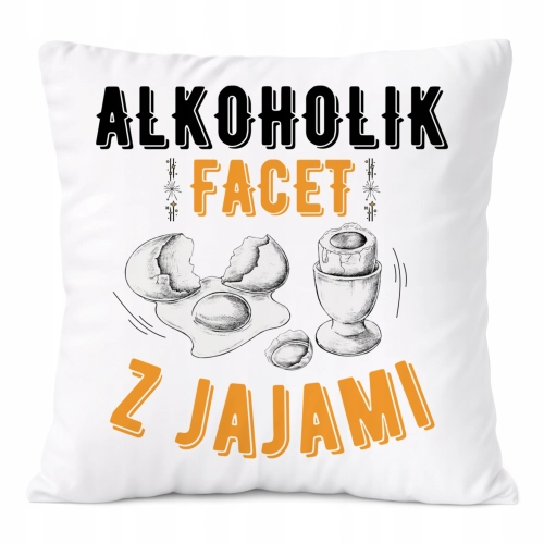 Poduszka Dla Alkoholika na Prezent z Nadrukiem ze Zdjęciem Biała PoliDraw