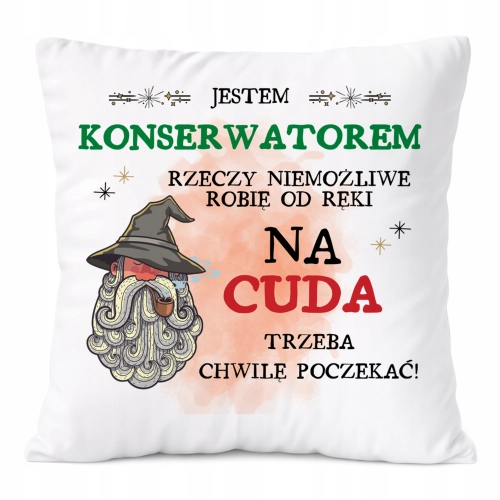 Poduszka Dla Konserwatora na Prezent z Nadrukiem ze Zdjęciem Biała PoliDraw