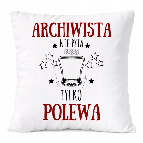 Poduszka Dla Archiwisty na Prezent z Nadrukiem ze Zdjęciem Biała PoliDraw