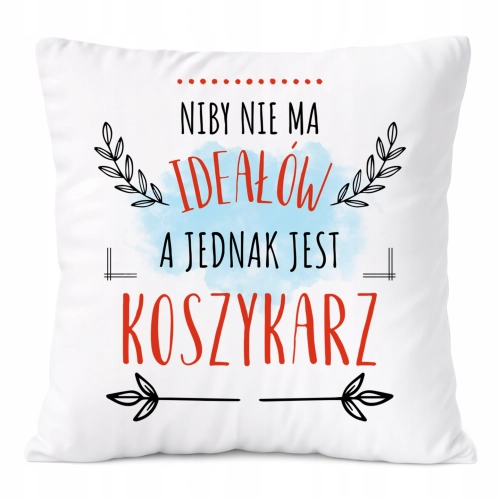 Poduszka Dla Koszykarza na Prezent z Nadrukiem ze Zdjęciem Biała PoliDraw