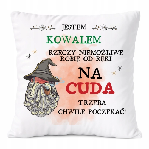 Poduszka Dla Kowala na Prezent z Nadrukiem ze Zdjęciem Biała PoliDraw