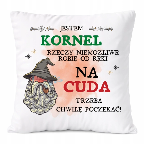 Poduszka Dla Kornela na Prezent z Nadrukiem ze Zdjęciem Biała PoliDraw