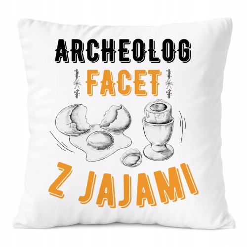 Poduszka Dla Archeologa na Prezent z Nadrukiem ze Zdjęciem Biała PoliDraw