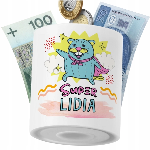 Skarbonka Dla Lidii Córki Dziecka z Nadrukiem ze Zdjęciem