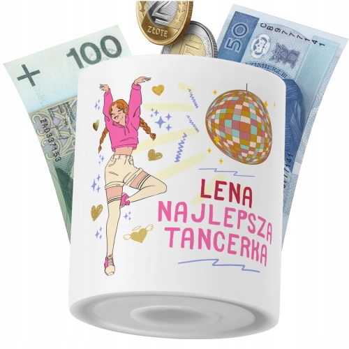 Skarbonka Dla Leny Córki Dziecka z Nadrukiem ze Zdjęciem