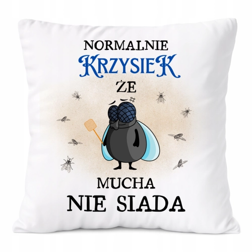 Poduszka Dla Krzyśka na Prezent z Nadrukiem ze Zdjęciem Biała PoliDraw