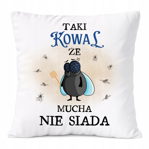 Poduszka Dla Kowala na Prezent z Nadrukiem ze Zdjęciem Biała PoliDraw
