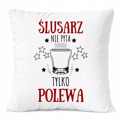 Poduszka Dla Ślusarza na Prezent z Nadrukiem ze Zdjęciem Biała PoliDraw