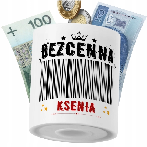 Skarbonka Dla Ksenii Córki Dziecka z Nadrukiem ze Zdjęciem