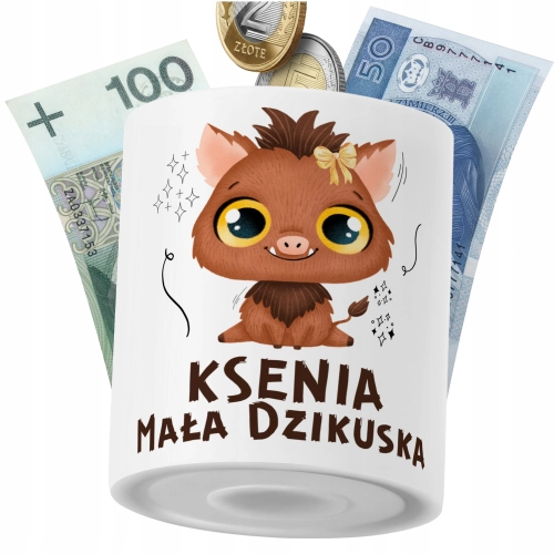 Skarbonka Dla Ksenii Córki Dziecka z Nadrukiem ze Zdjęciem