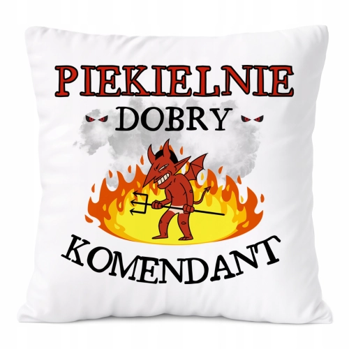 Poduszka Dla Komendanta na Prezent z Nadrukiem ze Zdjęciem Biała PoliDraw