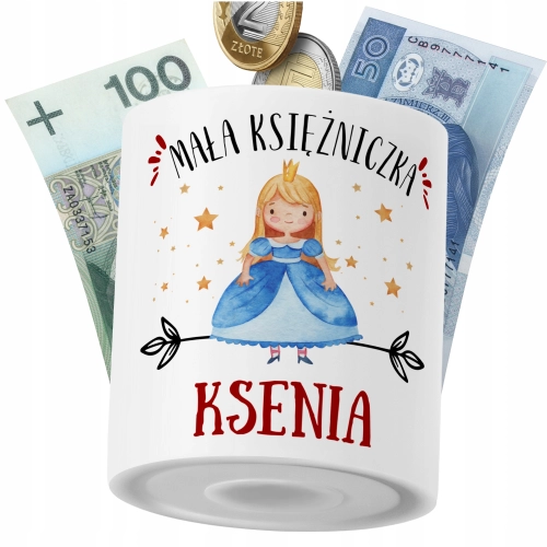 Skarbonka Dla Ksenii Córki Dziecka z Nadrukiem ze Zdjęciem