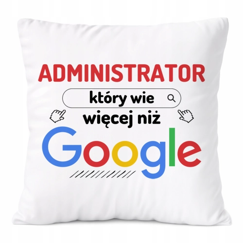 Poduszka Dla Administratora na Prezent z Nadrukiem ze Zdjęciem Biała