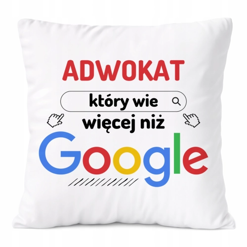 Poduszka Dla Adwokata na Prezent z Nadrukiem ze Zdjęciem Biała PoliDraw