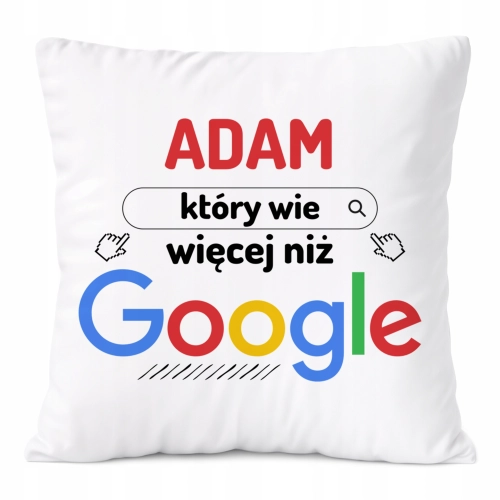Poduszka Dla Adama na Prezent z Nadrukiem ze Zdjęciem Biała PoliDraw