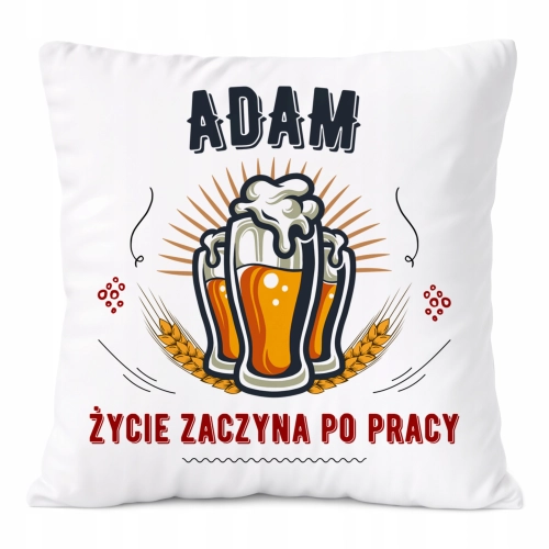 Poduszka Dla Adama na Prezent z Nadrukiem ze Zdjęciem Biała PoliDraw