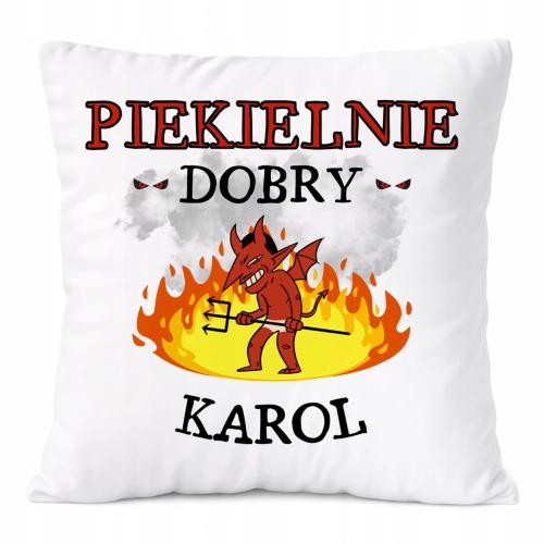 Poduszka Dla Karola na Prezent z Nadrukiem ze Zdjęciem Biała PoliDraw