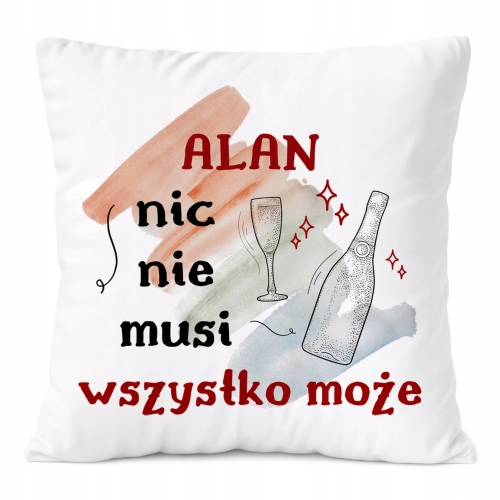 Poduszka Dla Alana na Prezent z Nadrukiem ze Zdjęciem Biała PoliDraw