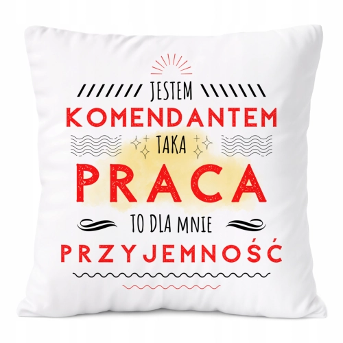 Poduszka Dla Komendanta na Prezent z Nadrukiem ze Zdjęciem Biała PoliDraw