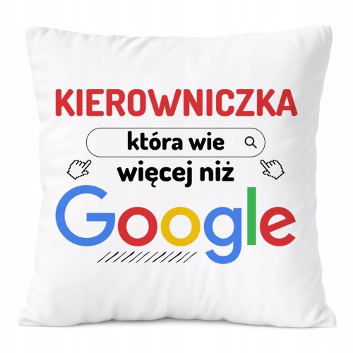 Poduszka Dla Kierowniczki na Prezent z Nadrukiem ze Zdjęciem Biała PoliDraw