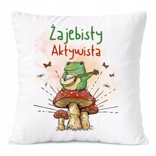 Poduszka Dla Aktywisty na Prezent z Nadrukiem ze Zdjęciem Biała PoliDraw
