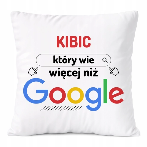 Poduszka Dla Kibica na Prezent z Nadrukiem ze Zdjęciem Biała PoliDraw