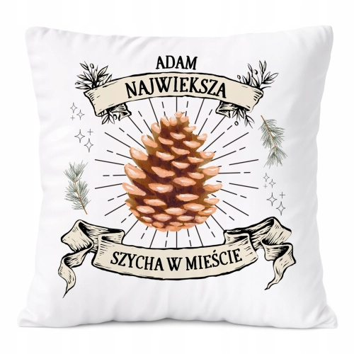 Poduszka Dla Adama na Prezent z Nadrukiem ze Zdjęciem Biała PoliDraw