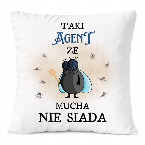 Poduszka Dla Agenta na Prezent z Nadrukiem ze Zdjęciem Biała PoliDraw