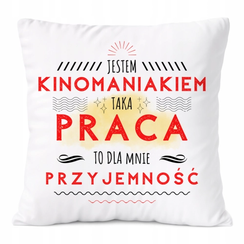 Poduszka Dla Kinomaniaka na Prezent z Nadrukiem ze Zdjęciem Biała PoliDraw