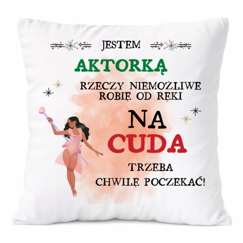 Poduszka Dla Aktorki na Prezent z Nadrukiem ze Zdjęciem Biała PoliDraw