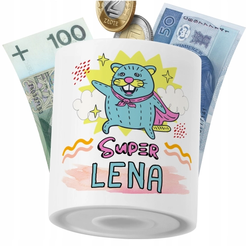 Skarbonka Dla Leny Córki Dziecka z Nadrukiem ze Zdjęciem