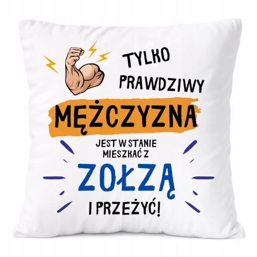 Poduszka Śmieszne na Prezent z Nadrukiem ze Zdjęciem Biała PoliDraw