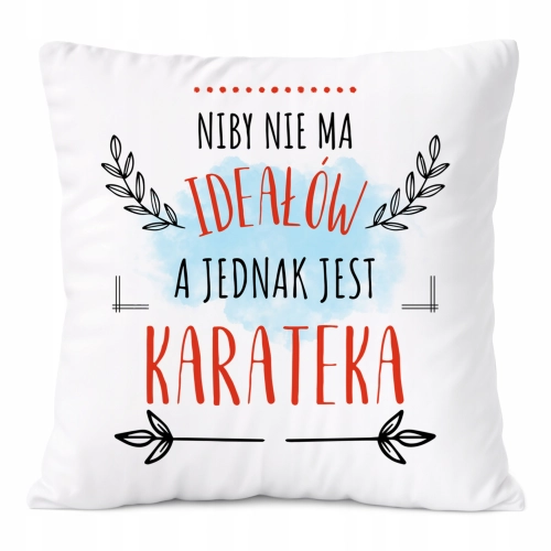 Poduszka Dla Karateki na Prezent z Nadrukiem ze Zdjęciem Biała PoliDraw